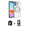 MARSİLYAN™- iPhone 11 Kılıf Nova Işık Özel Seri - Siyah 34D Hayalet Izgaralı Cam + PVD Metal Kamera Lens - MI