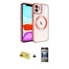 MARSİLYAN™- iPhone 11 Kılıf Nova Işık Özel Seri - Siyah 34D Hayalet Izgaralı Cam + Rainbow Kamera Lens Koruma Cam - KI