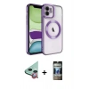 MARSİLYAN™- iPhone 11 Kılıf Nova Işık Özel Seri - Siyah 34D Hayalet Izgaralı Cam + Raze Metal Kamera Lens - KI
