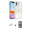 MARSİLYAN™- iPhone 11 Kılıf Nova Işık Özel Seri - Siyah 34D Hayalet Izgaralı Cam + Renkli Kamera Lens Koruma Cam - SI