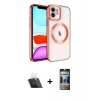 MARSİLYAN™- iPhone 11 Kılıf Nova Işık Özel Seri - Siyah 34D Hayalet Izgaralı Cam + Kamera Lens Koruma Cam - SF