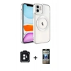 MARSİLYAN™- iPhone 11 Kılıf Nova Işık Özel Seri - Siyah 34D Hayalet Izgaralı Cam + PVD Metal Kamera Lens - SH