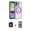 MARSİLYAN™- iPhone 11 Kılıf Nova Işık Özel Seri - Siyah 34D Hayalet Izgaralı Cam + PVD Metal Kamera Lens - SH