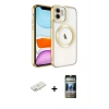 MARSİLYAN™- iPhone 11 Kılıf Nova Işık Özel Seri - Siyah 34D Hayalet Izgaralı Cam + Renkli Kamera Lens Koruma Cam - YL