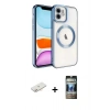 MARSİLYAN™- iPhone 11 Kılıf Nova Işık Özel Seri - Siyah 34D Hayalet Izgaralı Cam + Renkli Kamera Lens Koruma Cam - YL