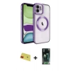 MARSİLYAN™- iPhone 11 Kılıf Nova Işık Özel Seri - Siyah 360 Mat Full Body Arka Koruyucu + Rainbow Kamera Lens Koruma Cam - KI