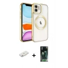 MARSİLYAN™- iPhone 11 Kılıf Nova Işık Özel Seri - Siyah 360 Mat Full Body Arka Koruyucu + Renkli Kamera Lens Koruma Cam - PE