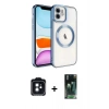 MARSİLYAN™- iPhone 11 Kılıf Nova Işık Özel Seri - Siyah 360 Mat Full Body Arka Koruyucu + PVD Metal Kamera Lens - SH