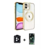 MARSİLYAN™- iPhone 11 Kılıf Nova Işık Özel Seri - Siyah 360 Mat Full Body Arka Koruyucu + PVD Metal Kamera Lens - SH