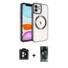 MARSİLYAN™- iPhone 11 Kılıf Nova Işık Özel Seri - Siyah 360 Mat Full Body Arka Koruyucu + PVD Metal Kamera Lens - SH