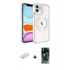 MARSİLYAN™- iPhone 11 Kılıf Nova Işık Özel Seri - Siyah 360 Mat Full Body Arka Koruyucu + Renkli Kamera Lens Koruma Cam - SI