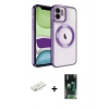MARSİLYAN™- iPhone 11 Kılıf Nova Işık Özel Seri - Siyah 360 Mat Full Body Arka Koruyucu + Renkli Kamera Lens Koruma Cam - SI