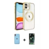 MARSİLYAN™- iPhone 11 Kılıf Nova Işık Özel Seri - Siyah 360 Mat Full Body Arka Koruyucu + Neon Fosforlu Kamera Lens - TU