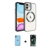 MARSİLYAN™- iPhone 11 Kılıf Nova Işık Özel Seri - Siyah 360 Mat Full Body Arka Koruyucu + Neon Fosforlu Kamera Lens - TU