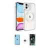 MARSİLYAN™- iPhone 11 Kılıf Nova Işık Özel Seri - Siyah 360 Mat Full Body Arka Koruyucu + Neon Fosforlu Kamera Lens - TU