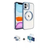 MARSİLYAN™- iPhone 11 Kılıf Nova Işık Özel Seri - Siyah 3D Antistatik Cam Ekran Koruyucu + Gökkuşağı Pers Alüminyum Kamera Lens