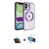 MARSİLYAN™- iPhone 11 Kılıf Nova Işık Özel Seri - Siyah 3D Antistatik Cam Ekran Koruyucu + Kamera Lens Koruma Cam - SF