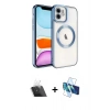 MARSİLYAN™- iPhone 11 Kılıf Nova Işık Özel Seri - Siyah 3D Antistatik Cam Ekran Koruyucu + Kamera Lens Koruma Cam - SF