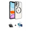 MARSİLYAN™- iPhone 11 Kılıf Nova Işık Özel Seri - Siyah 3D Antistatik Cam Ekran Koruyucu + Kamera Lens Koruma Cam - SF