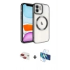 MARSİLYAN™- iPhone 11 Kılıf Nova Işık Özel Seri - Siyah 3D Antistatik Cam Ekran Koruyucu + Pers Alüminyum Kamera Lens - KI