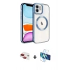 MARSİLYAN™- iPhone 11 Kılıf Nova Işık Özel Seri - Siyah 3D Antistatik Cam Ekran Koruyucu + Pers Alüminyum Kamera Lens - KI