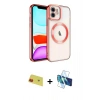 MARSİLYAN™- iPhone 11 Kılıf Nova Işık Özel Seri - Siyah 3D Antistatik Cam Ekran Koruyucu + Rainbow Kamera Lens Koruma Cam - KI