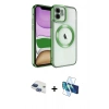 MARSİLYAN™- iPhone 11 Kılıf Nova Işık Özel Seri - Siyah 3D Antistatik Cam Ekran Koruyucu + Lacivert Pers Alüminyum Kamera Lens