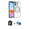 MARSİLYAN™- iPhone 11 Kılıf Nova Işık Özel Seri - Siyah 3D Antistatik Cam Ekran Koruyucu + PVD Metal Kamera Lens - MI