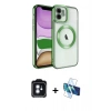MARSİLYAN™- iPhone 11 Kılıf Nova Işık Özel Seri - Siyah 3D Antistatik Cam Ekran Koruyucu + PVD Metal Kamera Lens - MI