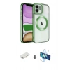 MARSİLYAN™- iPhone 11 Kılıf Nova Işık Özel Seri - Siyah 3D Antistatik Cam Ekran Koruyucu + Renkli Kamera Lens Koruma Cam - YL