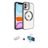MARSİLYAN™- iPhone 11 Kılıf Nova Işık Özel Seri - Siyah 3D Antistatik Cam Ekran Koruyucu + Renkli Kamera Lens Koruma Cam - YL