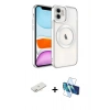 MARSİLYAN™- iPhone 11 Kılıf Nova Işık Özel Seri - Siyah 3D Antistatik Cam Ekran Koruyucu + Renkli Kamera Lens Koruma Cam - YL