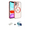 MARSİLYAN™- iPhone 11 Kılıf Nova Işık Özel Seri - Siyah 3D Antistatik Cam Ekran Koruyucu + Renkli Kamera Lens Koruma Cam - SI