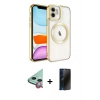 MARSİLYAN™- iPhone 11 Kılıf Nova Işık Özel Seri - Siyah 3D Antistatik Hayalet Cam Ekran Koruyucu + Raze Metal Kamera Lens - KI