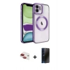 MARSİLYAN™- iPhone 11 Kılıf Nova Işık Özel Seri - Siyah 3D Antistatik Hayalet Cam Ekran Koruyucu + Pers Alüminyum Kamera Lens - KI