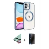 MARSİLYAN™- iPhone 11 Kılıf Nova Işık Özel Seri - Siyah 3D Antistatik Hayalet Cam Ekran Koruyucu + Raze Metal Kamera Lens - KI