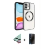 MARSİLYAN™- iPhone 11 Kılıf Nova Işık Özel Seri - Siyah 3D Antistatik Hayalet Cam Ekran Koruyucu + Raze Metal Kamera Lens - KI