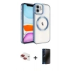 MARSİLYAN™- iPhone 11 Kılıf Nova Işık Özel Seri - Siyah 3D Antistatik Hayalet Cam Ekran Koruyucu + Pers Alüminyum Kamera Lens - KI