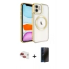 MARSİLYAN™- iPhone 11 Kılıf Nova Işık Özel Seri - Siyah 3D Antistatik Hayalet Cam Ekran Koruyucu + Pers Alüminyum Kamera Lens - KI