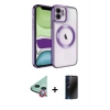 MARSİLYAN™- iPhone 11 Kılıf Nova Işık Özel Seri - Siyah 3D Antistatik Hayalet Cam Ekran Koruyucu + Raze Metal Kamera Lens - KI