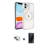 MARSİLYAN™- iPhone 11 Kılıf Nova Işık Özel Seri - Siyah 3D Antistatik Hayalet Cam Ekran Koruyucu + Pers Alüminyum Kamera Lens - LT
