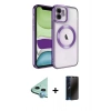 MARSİLYAN™- iPhone 11 Kılıf Nova Işık Özel Seri - Siyah 3D Antistatik Hayalet Cam Ekran Koruyucu + Raze Metal Kamera Lens - MI