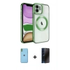 MARSİLYAN™- iPhone 11 Kılıf Nova Işık Özel Seri - Siyah 3D Antistatik Hayalet Cam Ekran Koruyucu + Neon Fosforlu Kamera Lens - YL
