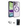 MARSİLYAN™- iPhone 11 Kılıf Nova Işık Özel Seri - Siyah 3D Antistatik Hayalet Cam Ekran Koruyucu + Pers Alüminyum Kamera Lens - YL