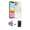 MARSİLYAN™- iPhone 11 Kılıf Nova Işık Özel Seri - Siyah 3D Antistatik Hayalet Cam Ekran Koruyucu + Raze Metal Kamera Lens - MR