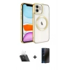 MARSİLYAN™- iPhone 11 Kılıf Nova Işık Özel Seri - Siyah 3D Antistatik Hayalet Cam Ekran Koruyucu + Şeffaf Kamera Lens Koruma Cam