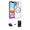 MARSİLYAN™- iPhone 11 Kılıf Nova Işık Özel Seri - Siyah 3D Antistatik Hayalet Cam Ekran Koruyucu + Şeffaf Kamera Lens Koruma Cam