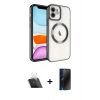 MARSİLYAN™- iPhone 11 Kılıf Nova Işık Özel Seri - Siyah 3D Antistatik Hayalet Cam Ekran Koruyucu + Şeffaf Kamera Lens Koruma Cam