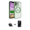 MARSİLYAN™- iPhone 11 Kılıf Nova Işık Özel Seri - Siyah 3D Antistatik Hayalet Cam Ekran Koruyucu + Şeffaf Kamera Lens Koruma Cam