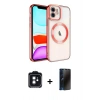 MARSİLYAN™- iPhone 11 Kılıf Nova Işık Özel Seri - Siyah 3D Antistatik Hayalet Cam Ekran Koruyucu + Siyah PVD Metal Kamera Lens